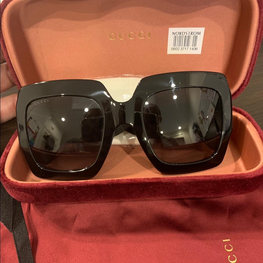 Gucci 54MM Oversize Black Sunglasses with Glitter